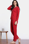 Zivame Winter Whispers Knit Cotton Pyjama Set - Haute Red — thumbnail 3
